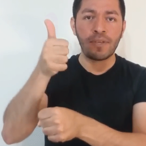 Se coloca una letra a sobre el puño de la otra
                        mano, golpeándolo varias veces con la parte
                        lateral del dedo meñique. Luego, se desliza el
                        índice sobre la mejilla hacia abajo.