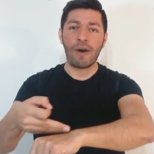 Se hace una letra f sobre el dorso del
                        antebrazo, tocándolo con la parte lateral
                        del meñique, y se mueve en línea recta a la
                        muñeca.