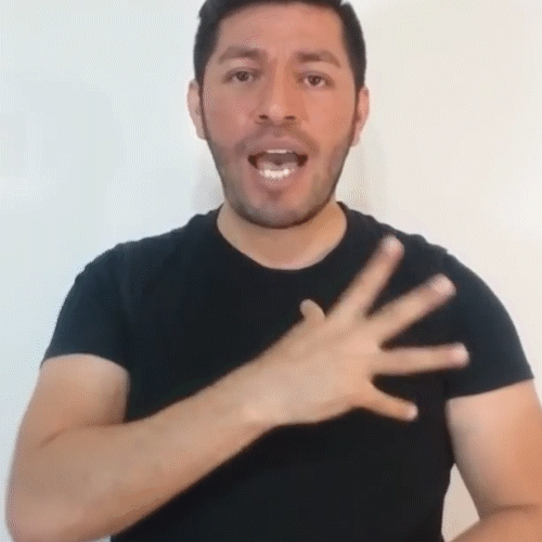 Se coloca la mano abierta sobre el corazón,
                        y se recorre al pecho, uniendo los dedos en
                        capullo. Luego, se desliza el índice sobre la
                        mejilla hacia abajo.